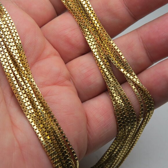 14k Gold *925 Sterling Silver Multi Box Chain Necklace - Picture 6 of 6